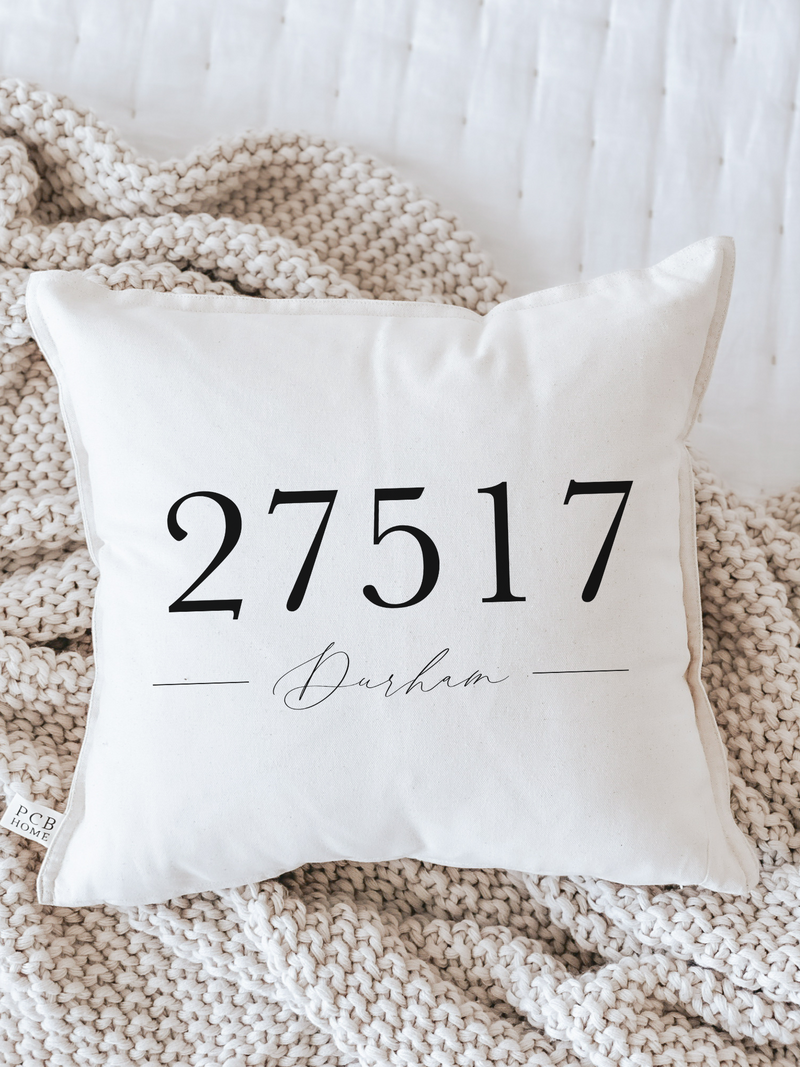 Personalized Zip Code Script Pillow