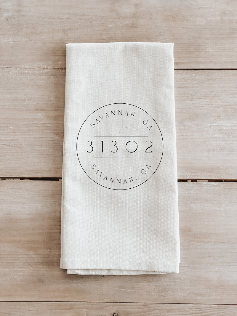 Personalized Postage Stamp Zip Code Kitchen Towel