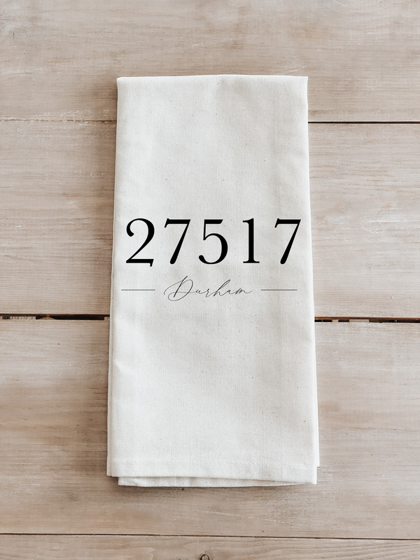 Personalized Zip Code Script Kitchen Towel