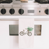 Floral Bike Watercolor Tea Towel
