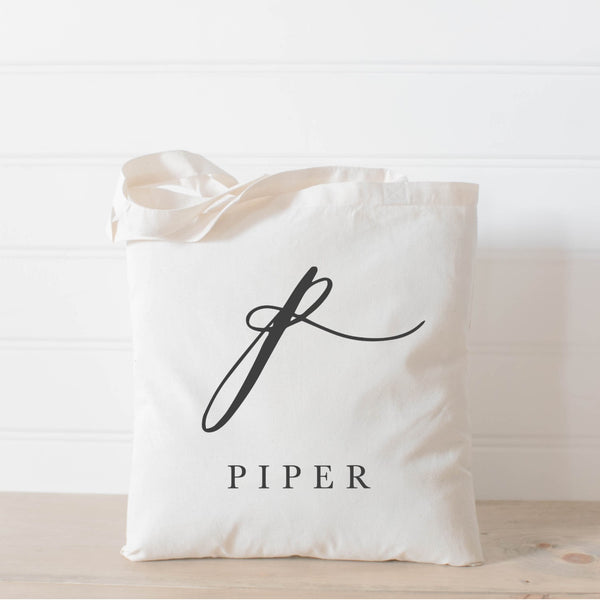 Personalized Calligraphy Initial Tote Bag