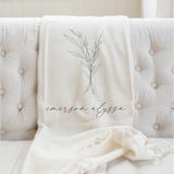 Personalized First and Middle Name with Bouquet Throw Blanket