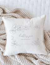 Personalized Birth Stats with Floral Frame Pillow