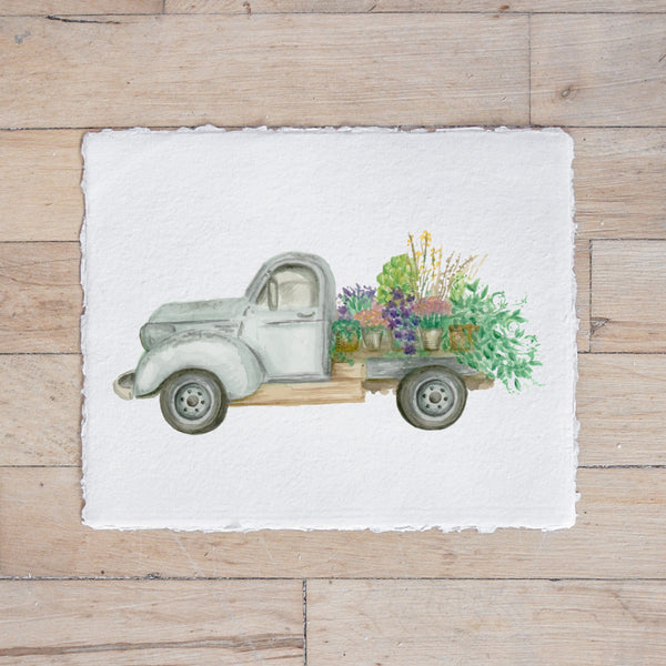 Floral Truck Watercolor Print