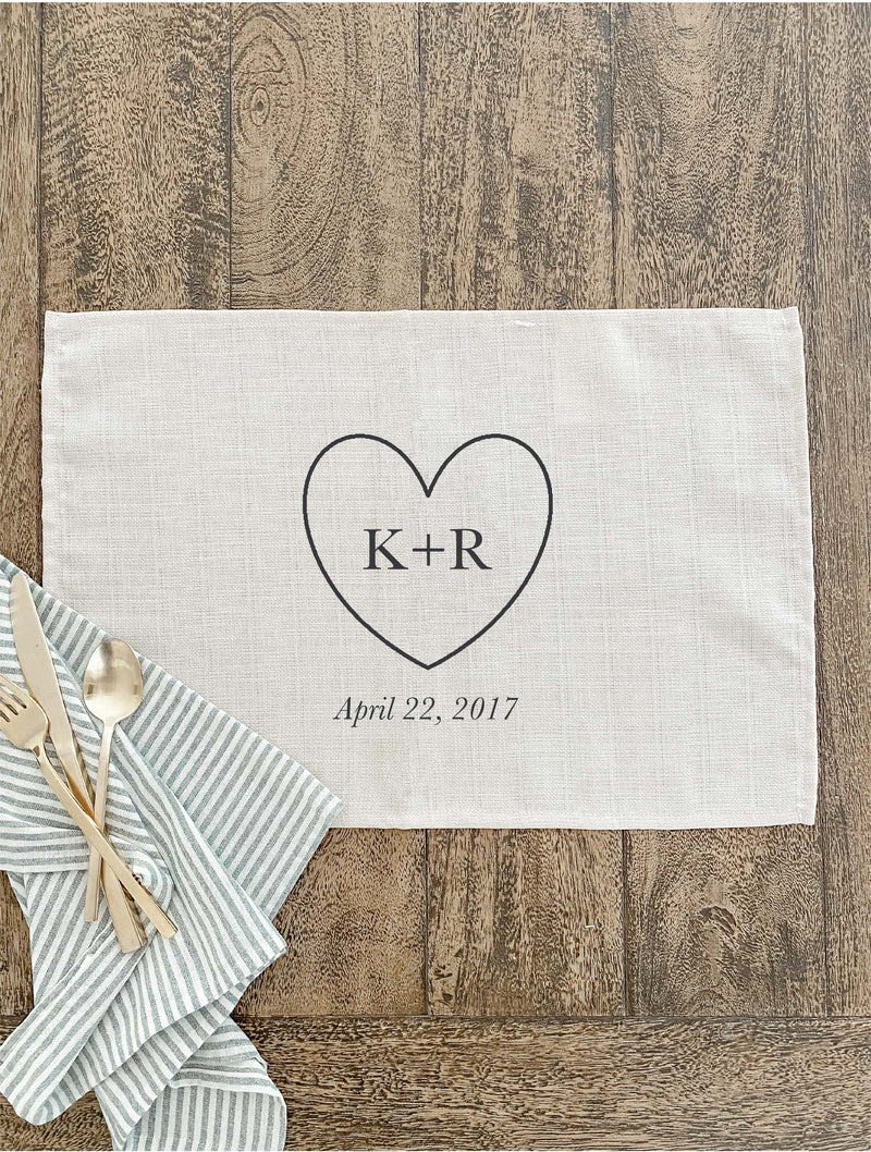 Personalized Heart Initials and Date Placemat