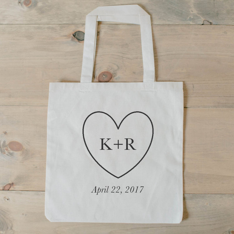 Handmade 100% cotton personalized initials tote bag
