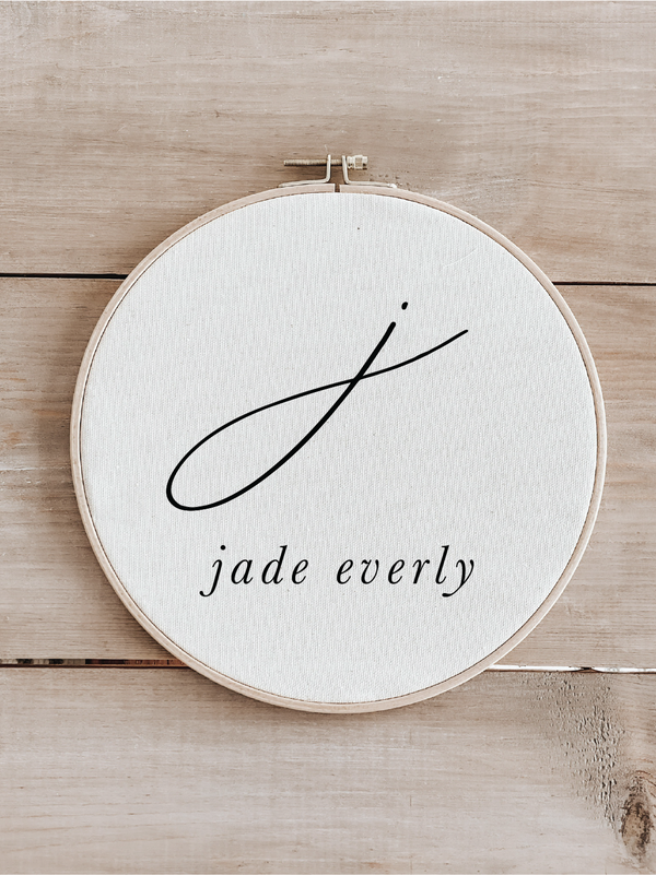 Personalized Calligraphy Initial Faux Embroidery Hoop