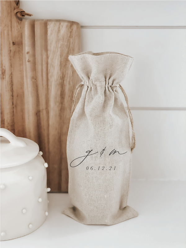 Personalized Initials With Date Wine Bag