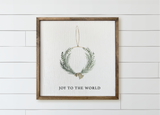 Joy To The World Wreath Wood Framed Sign