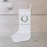 Joy to the World Wreath Watercolor Stocking