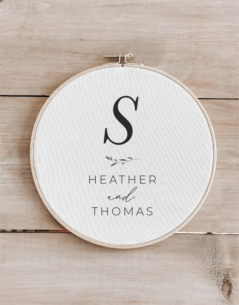 Personalized Large Initial And Names Faux Embroidery Hoop