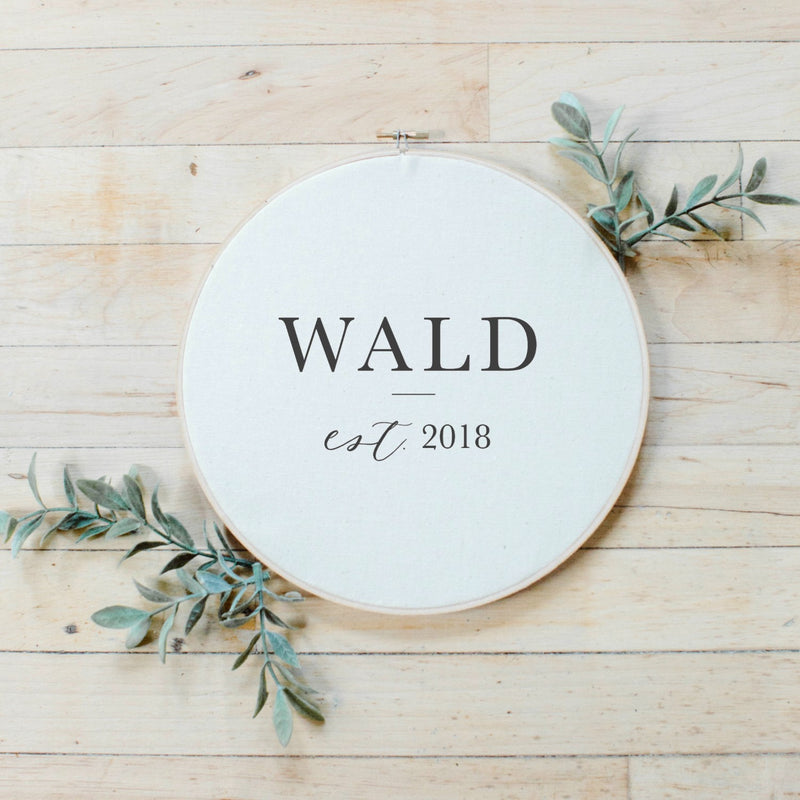 Personalized Last Name With Date Faux Embroidery Hoop