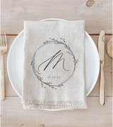 Personalized Initial and Date Wreath Napkin