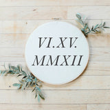 Personalized Roman Numerals Faux Embroidery Hoop