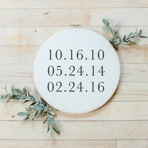 Personalized Special Dates Faux Embroidery Hoop