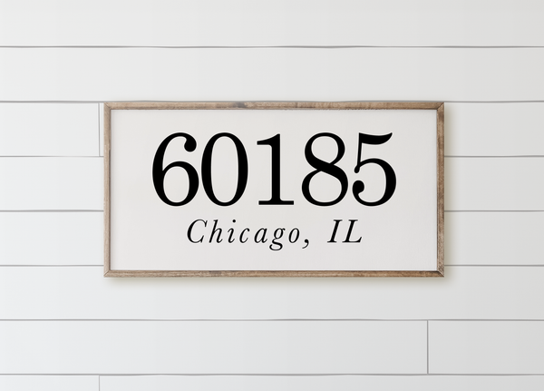 Personalized Zip Code Wood Framed Sign